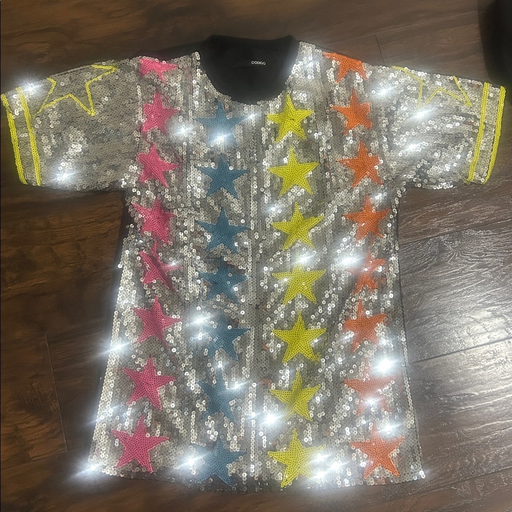 Sequin Star Patterned T-Shirt - image 2